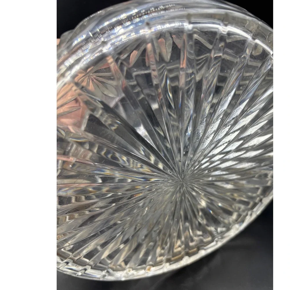 Vintage Glass Ships Decanter with Faceted Ball Stopper 11 Inch Clear Glass